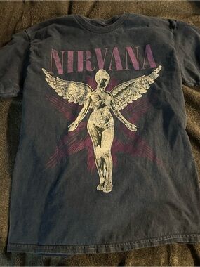 NIRVANA Navy Short-Sleeve Tee with Angel Graphic
